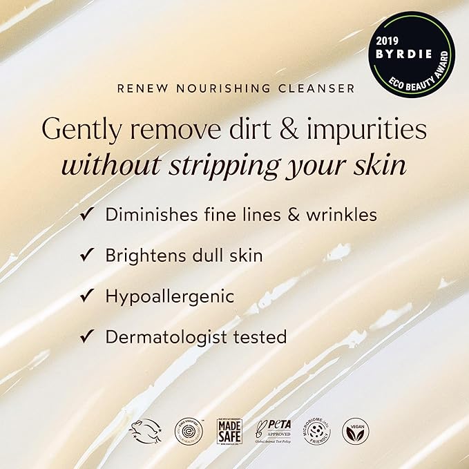 True Botanicals Renew Nourishing Cleanser | Gently Moisturizes + Refreshes Dry Skin | All Skin Types | Dermatologist Tested, Hypoallergenic, All Natural, Vegan | 4 fl oz | 118 ml