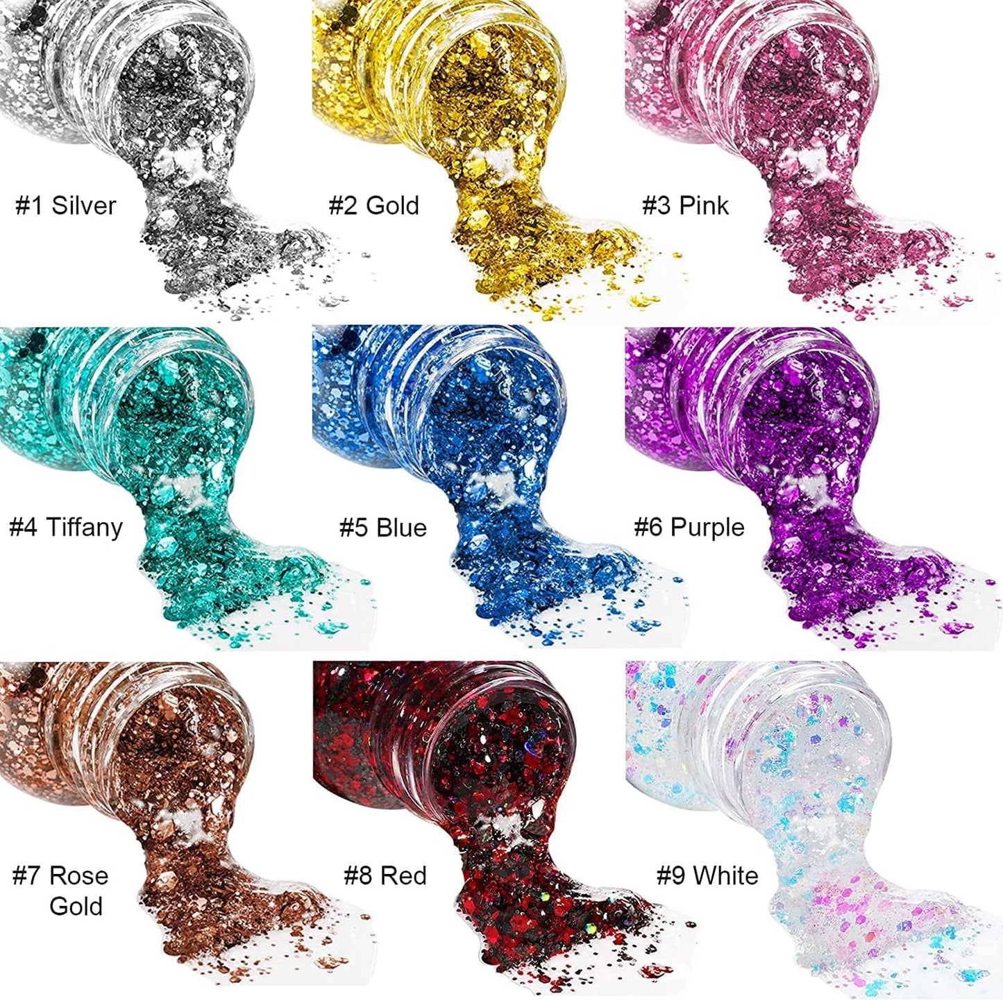 MAEPEOR Chunky Face Body Glitter Gel 19 Colors Mermaid Sequins Holographic Body Glitter Gel Long-Lasting Festival Makeup Glitter Paint for Face Body Hair Nails (30g, 04 Green)