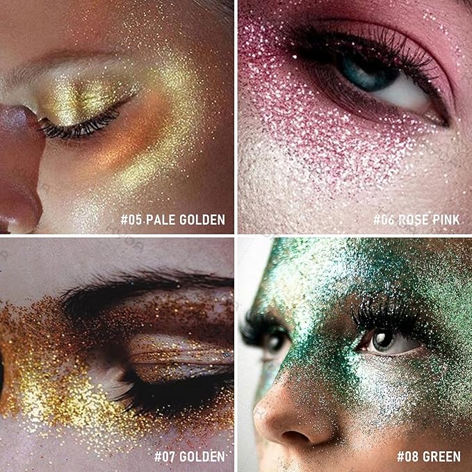 KYDA Highlighter Powder Spray, High Glossy Shimmer Sparkling Powder for Face and Body Glitter Makeup, Body Glitter Spray, Pale Golden