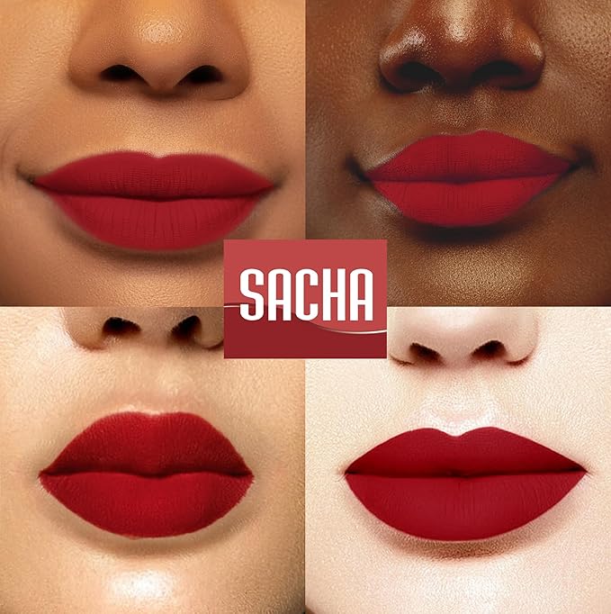Sacha Cosmetics Intense Matte Lip Velvet Liquid Lipstick, Long-Lasting Velvet Matte Finish, 0.2 fl.oz Fatal Attraction