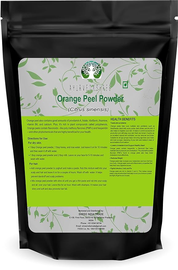 Orange Peel Powder 200 Gm - Skin and Nail Health, Rich in Vitamins C and D, Vegan and Vegetarian Friendly, All Natural, GMO Free, For Hair and Skin Care