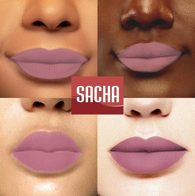 Sacha Cosmetics Intense Matte Lip Velvet Liquid Lipstick, Long-Lasting Velvet Matte Finish, 0.2 fl oz, Bounce On It