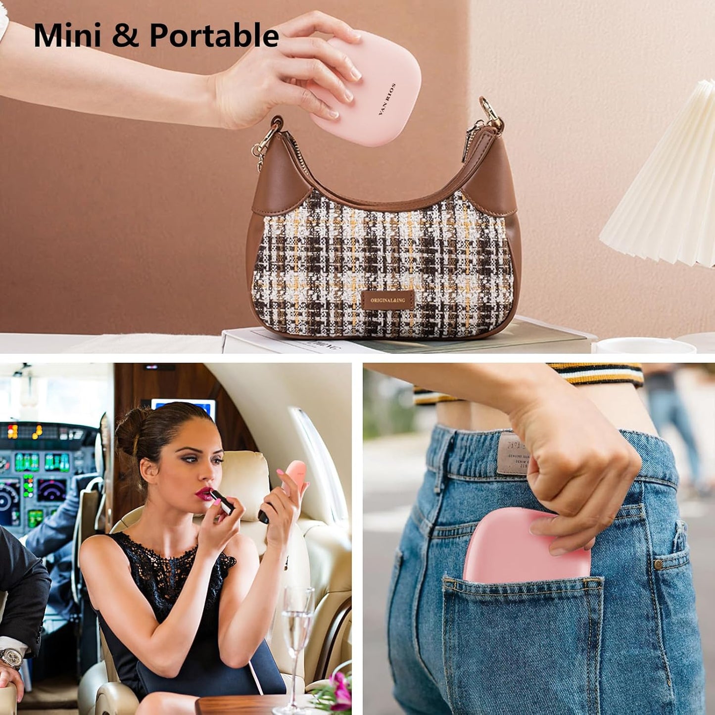 Travel Magnifying Mirror with Light,Dual-Sided Compact Mirror for Purse with 15X Magnification, 3 Lighting Modes, Auto Shut-Off, Portable Pocket Makeup Mirror, Essential Travel Mirror