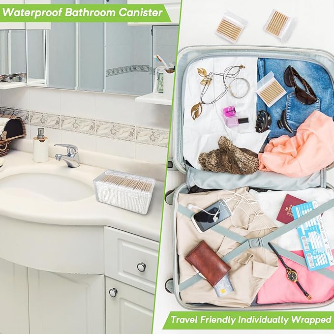 Eyxformula 1000 Count Organic Cotton Swabs, FSC Certified, Biodegradable, Double-Tips - Stronger Bamboo Sticks & Extra Cotton Buds for Ear Cleaning, Makeup, Beauty, Personal Hygiene, First Aid, Crafts