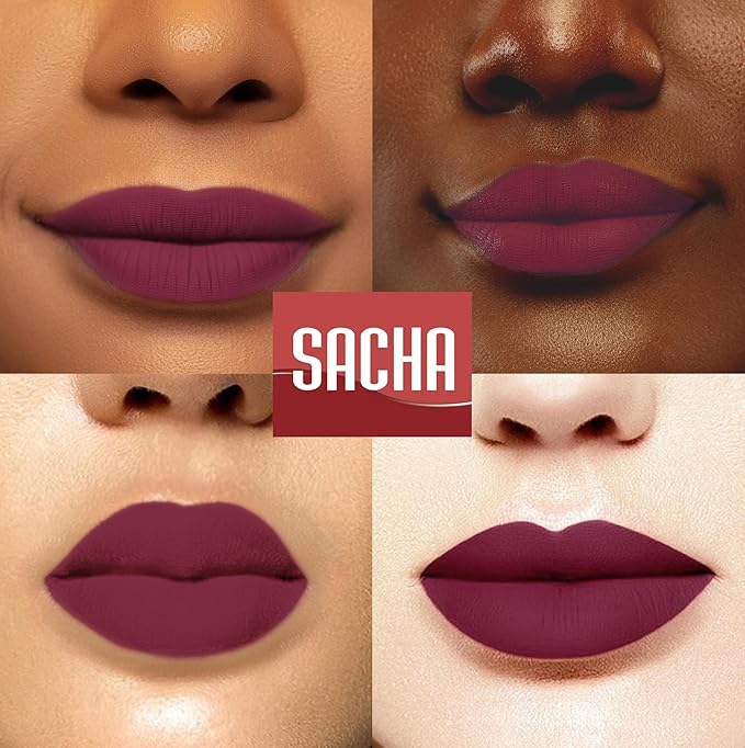 Sacha Cosmetics Intense Matte Lip Velvet Liquid Lipstick, Long-Lasting Velvet Matte Finish, 0.2 fl oz Better Than The Ex