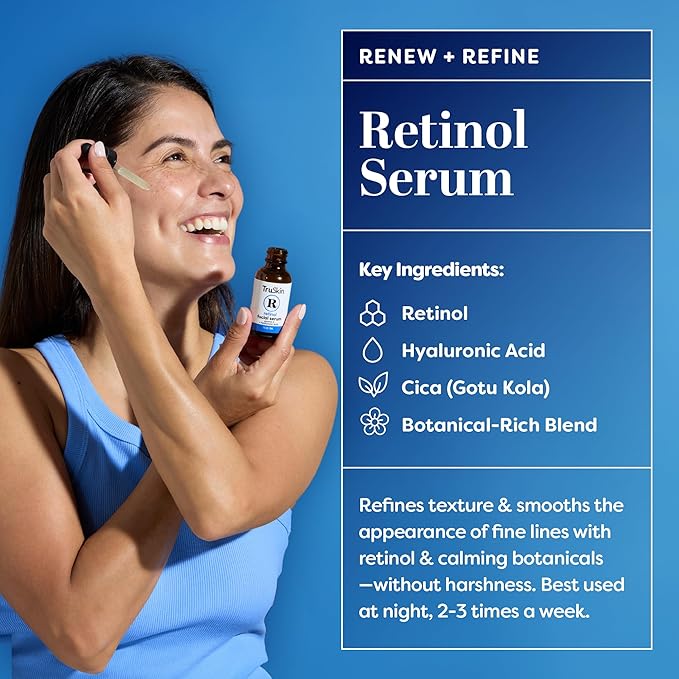 TruSkin Face Serum Duo – Vitamin C Serum & Retinol Serum for Face – AM & PM Anti Aging Skincare Routine – Brightening & Smoothing Facial Serums, 1 fl oz Each