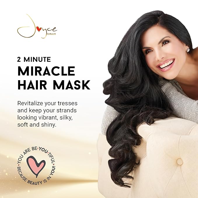 Joyce Giraud 2 Minute Miracle Hair Mask, Deep Hydration, Restores Shine & Manageability, Color Safe, 8 Oz