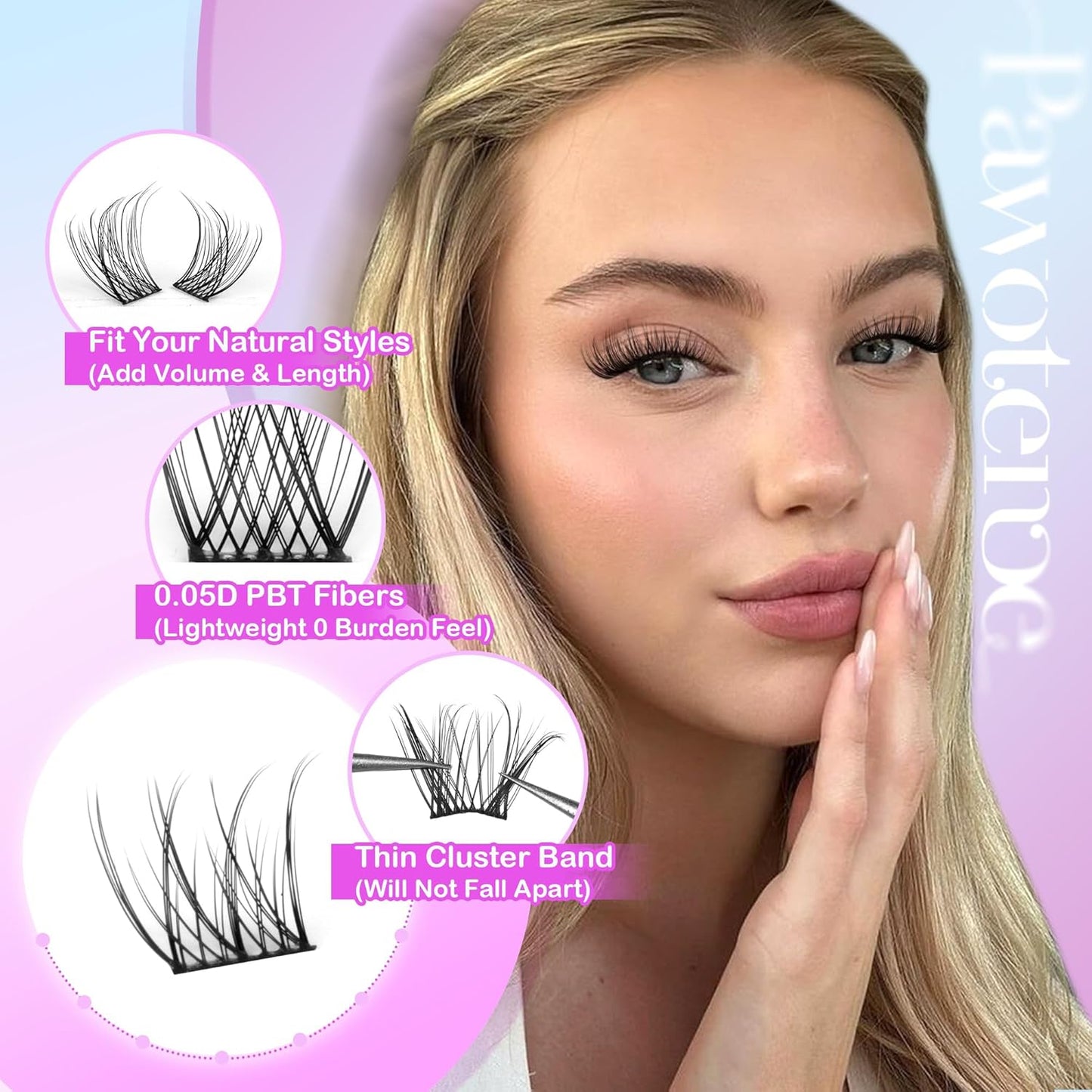 Pawotence Wispy Lash Clusters Natural Cluster Lashes Extension DIY Natural Eyelash Clusters Extension 10-16mm Individual Lashes False Eyelashes Wispy Soft Cluster Eyelash Extensions