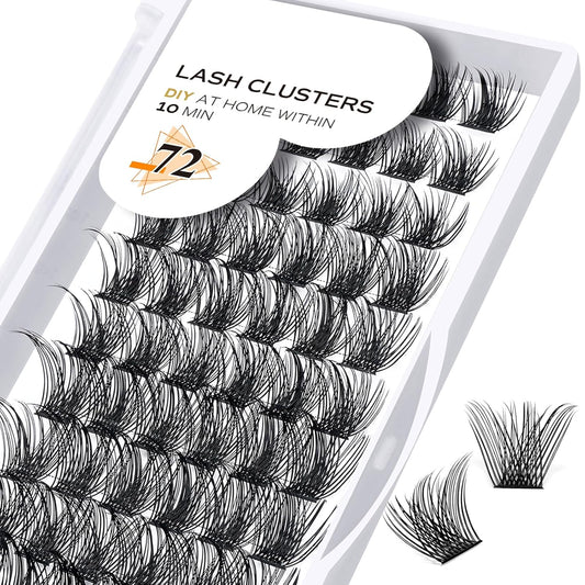 Lash Clusters B02 D Curl 18mm DIY Eyelash Extensions 72 Clusters Lashes C D Curl B&Qaugen Mega Volume Individual Lashes Eyelash Clusters Extensions Individual Lashes Cluster DIY at Home (NM-D-18mm)
