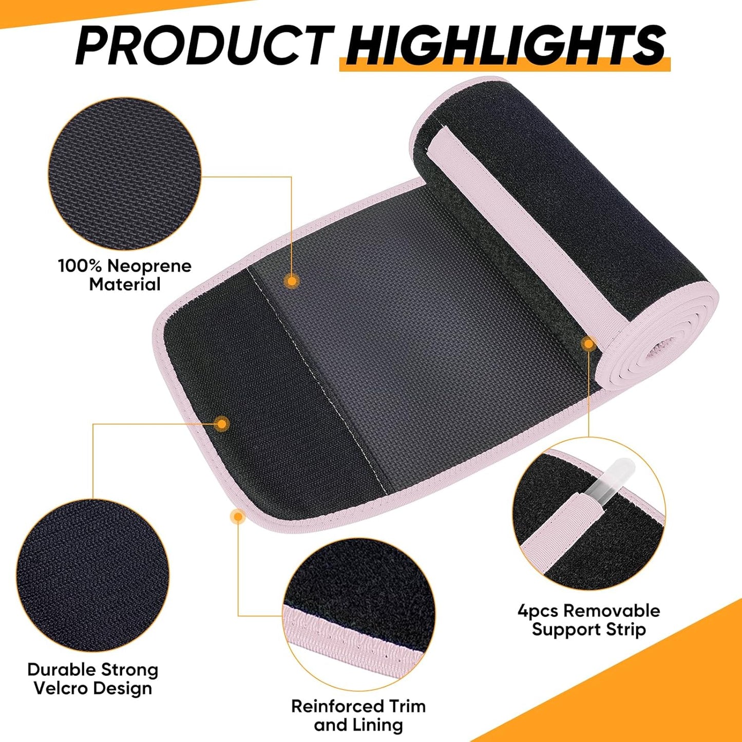 APEXUP Sweat Waist Trainer for Women and Men, Neoprene Waist Trimmer Belt Slimming Sweat Band with Removable Lumbar Support