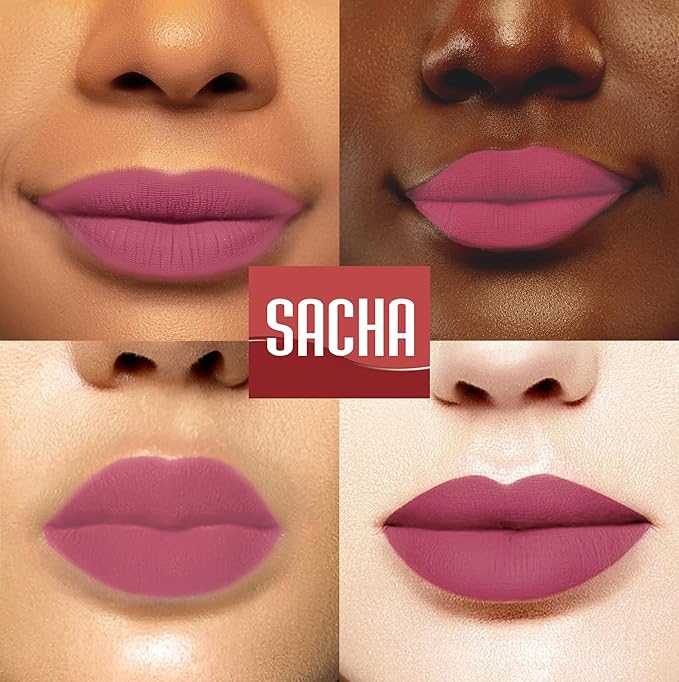 Sacha Cosmetics Intense Matte Lip Velvet Liquid Lipstick, Long-Lasting Velvet Matte Finish, 0.2 fl.oz Thank You, Next