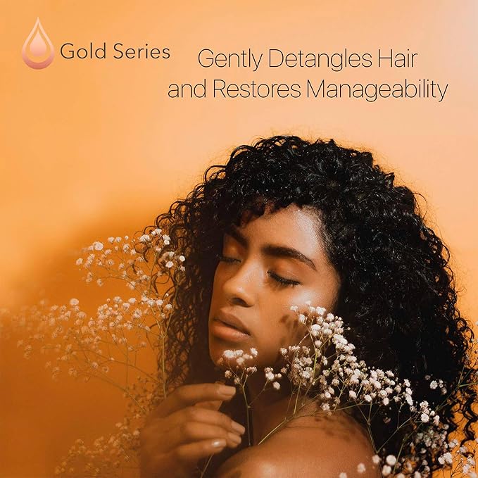 Gold Series Leave-In Hair Mask – Argan Oil Hair Mask Enriched with Keratin – Nourishing and Gently Detangling Leave In Conditioner Spray for Curly, Frizzy or Damaged Hair, 4.2 Fl.oz