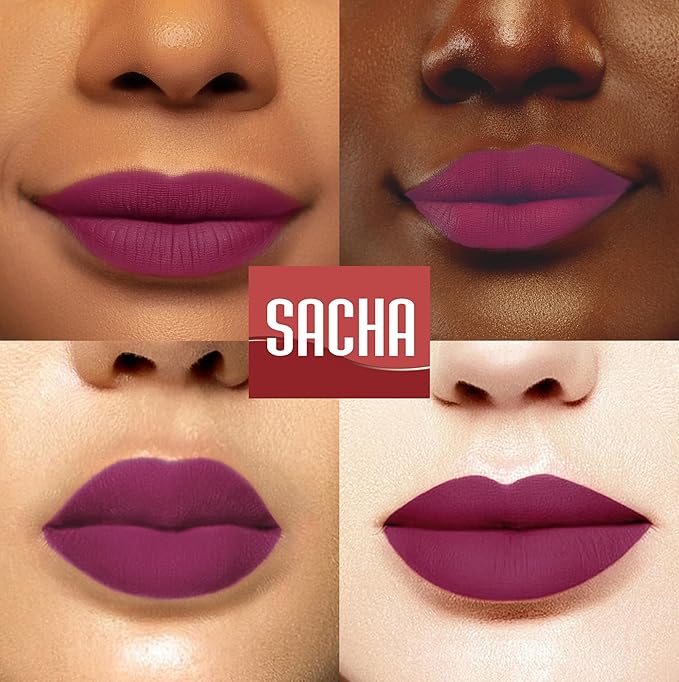 Sacha Cosmetics Intense Matte Lip Velvet Liquid Lipstick, Long-Lasting Velvet Matte Finish, 0.2 fl oz The It Color
