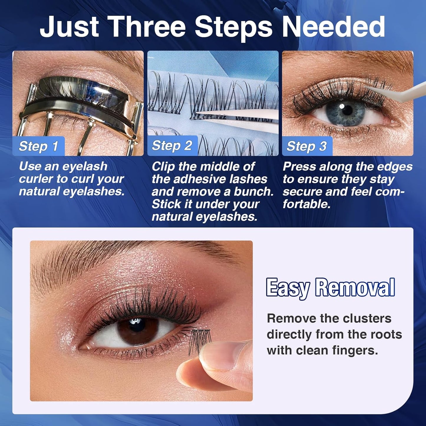 Self Adhesive Eyelash Clusters, 72PCS No Glue Needed Press On Lashes, Natural Look Pre-Glued Cluster Lashes, Ultra-Thin & Lightweight, Easy Apply for Beginners (D Curl, No Residue, Long Lasting)