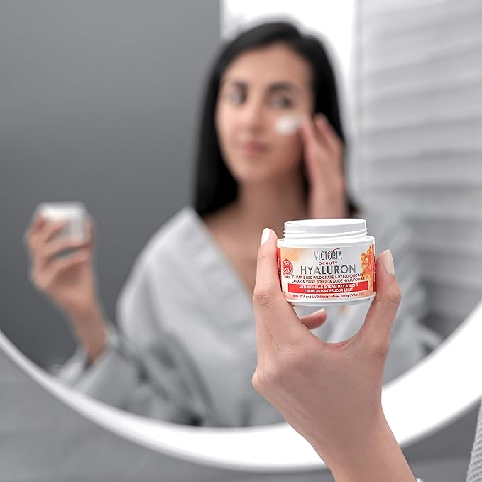 Hyaluron, Retinol, Caviar and Red-Grape Anti-Wrinkle Lifting Day and Night Cream - Anti-Aging Face Moisturizer with Hyaluronic Acid fo Ages 50 to 65+ (50ml)