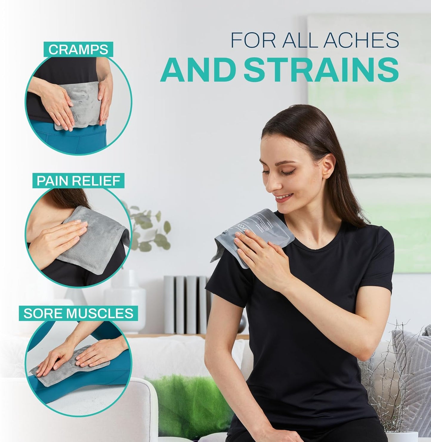 Reusable Ice Packs for Injuries - (10" x 6") Soft Ice Pack with 1 Sided Velvet Soft Fleece Fabric, Flexible Hot and Cold Gel Ice Pack Set, Grey, Pack of 2