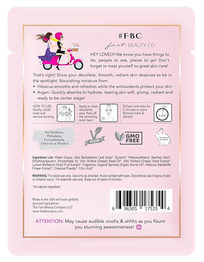 Show Your Decollete! 1 Smoothing Biocellulose Decollete Chest Mask With Argan & Hibiscus