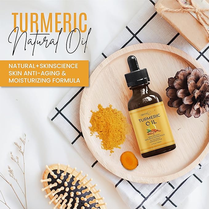 Turmeric Oil + Organic Moisturizer - For Clear, Glowing Skin - Reduce Acne, Hydrate Dull & Dry Skin, Anti-Aging Benefits - Natural Glow-Boosting Elements for Face, Neck & Eye Care - 4 FL OZ/120 ML