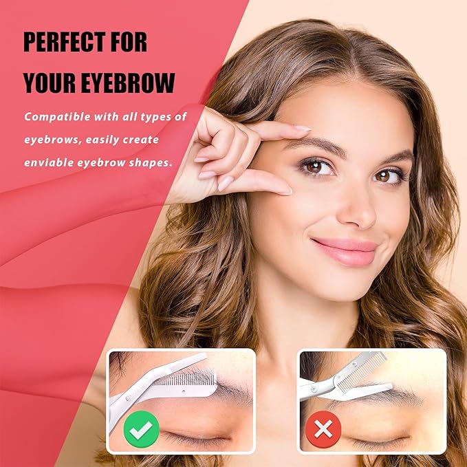 LePinko Eyebrow Trimming Scissors with Combs, Gifts For Men Women Stocking Stuffers, Gray