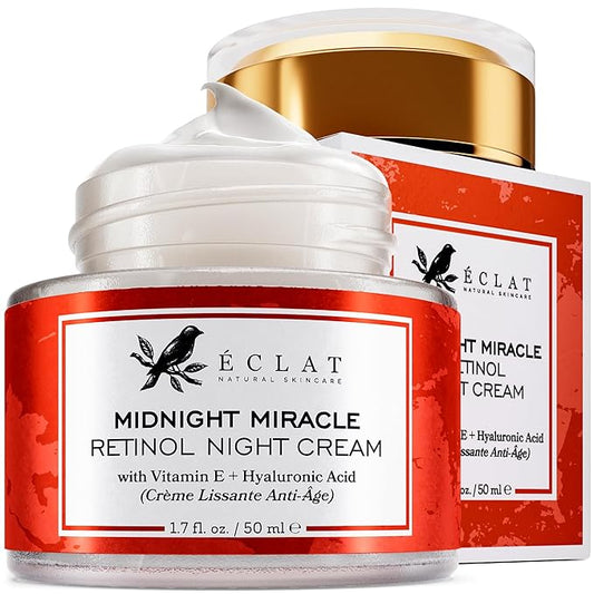 Eclat Skincare Retinol Night Cream – 2.5% Retinol & Hyaluronic Acid Face Moisturizer for Wrinkles, Fine Lines & Hydration – Firming Anti Aging Cream for Smooth, Radiant Skin 1.7 fl oz