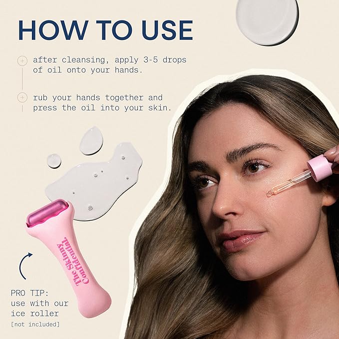 The Skinny Confidential Depuffing Face Oil - Lightweight Multi-Purpose Facial Moisturizer for Healthy Glowing Skin - Hydrates & Firms for Vibrant & Dewy Glow - Facial Serum for Fine Lines & Wrinkles