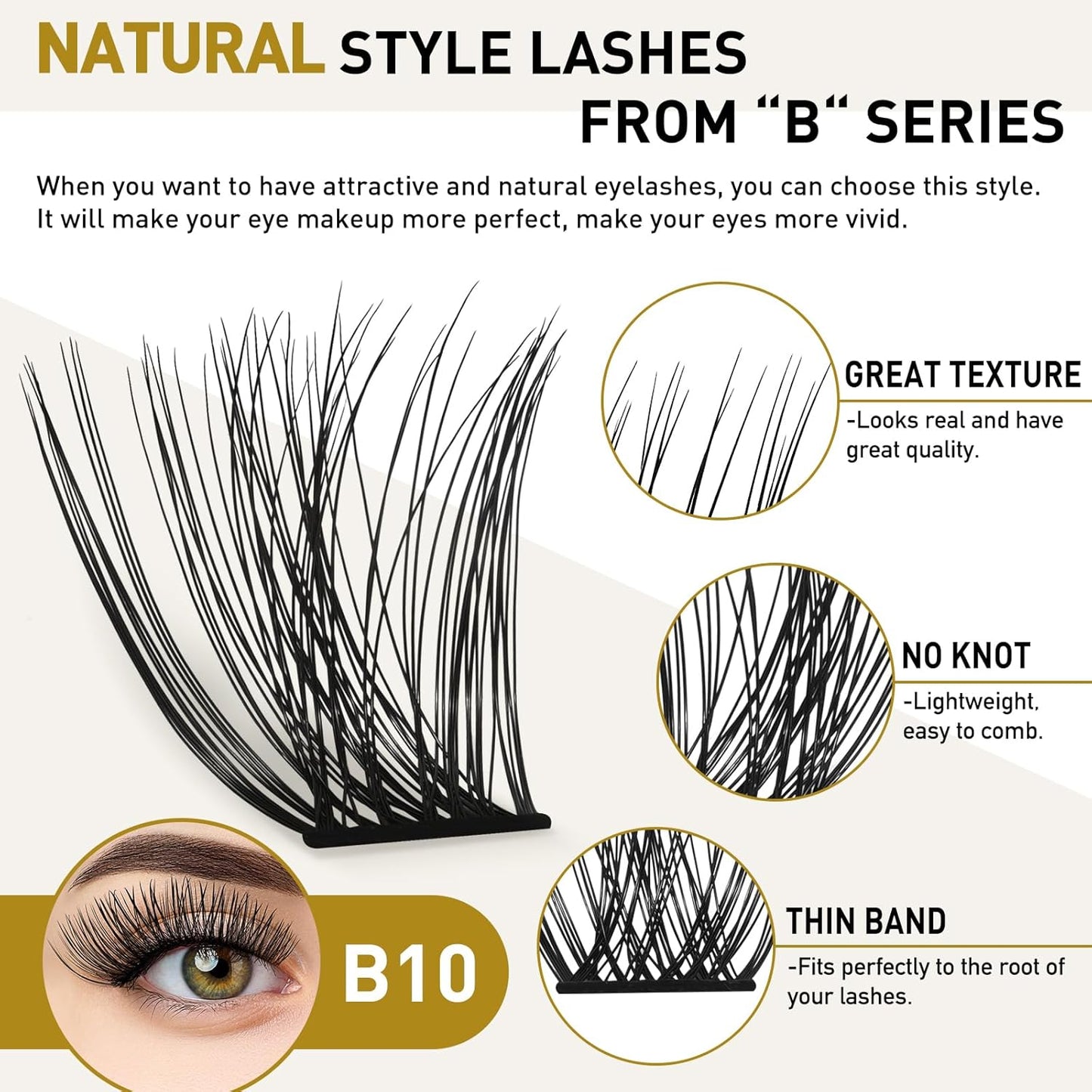 Lash Clusters B10 Mixed Tray DIY Eyelash Extensions 72 Clusters Lashes B&Q Eyelash Extensions Volume Wispy Individual Lash Clusters at Home Lash Extensions (B10,D-8-16MIX)