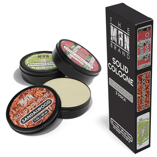 Solid Cologne Men's Cologne Sample Set, Solid Perfume with a Sweet Tobacco, Citrus Bergamot, and Sandalwood Men's Fragrance (1 Ounce (Pack of 3), Bergamot and Cedar/Sandalwood/Sweet Tobacco)