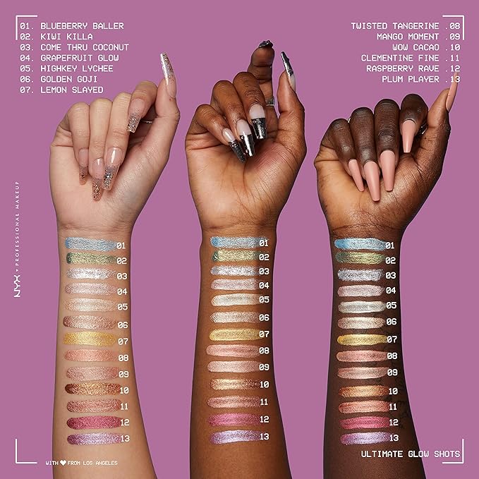 NYX PROFESSIONAL MAKEUP Ultimate Glow Shots, Liquid Eyeshadow, Long-Lasting Shimmer Eye Shadow with Vitamin C - Clementine Fine