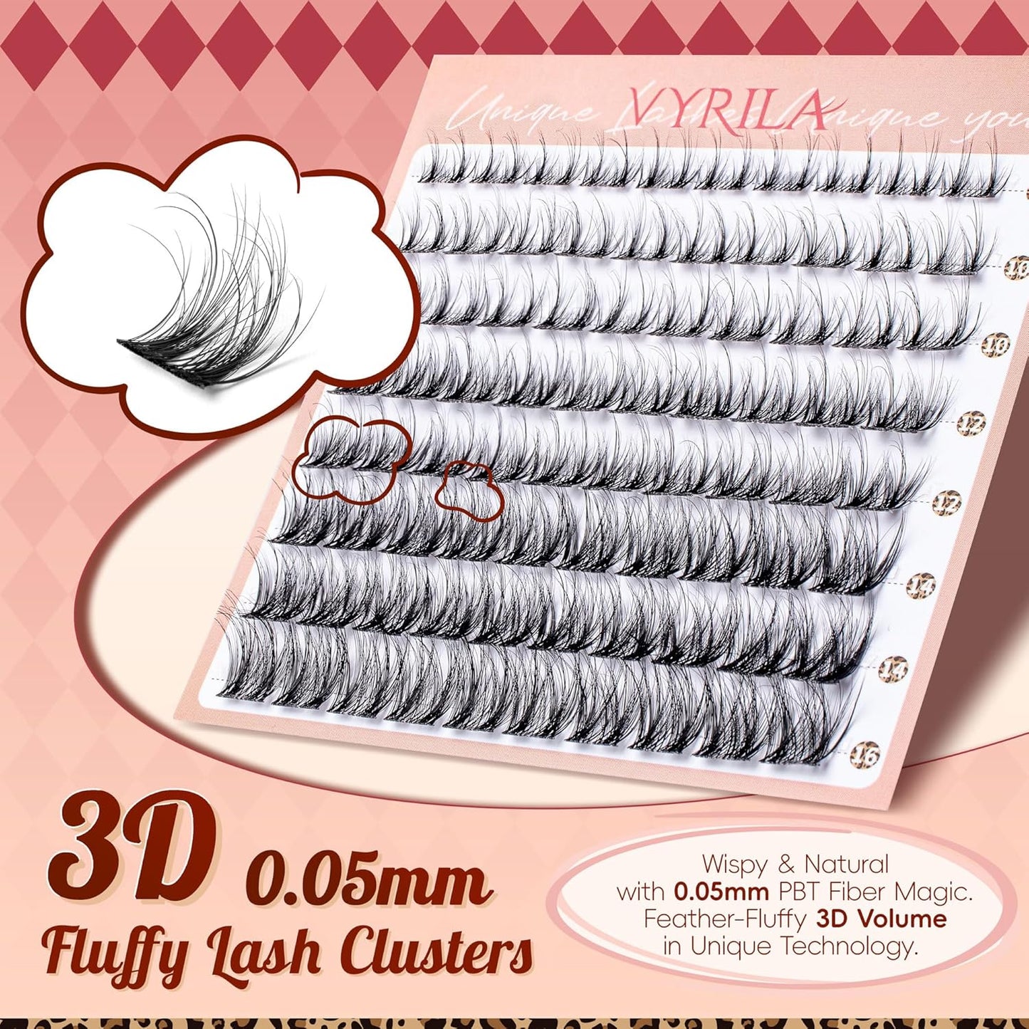 Lash Clusters 0.05mm PBT Fiber Eyelash Clusters, 0.1mm Superfine Invisiband D Curl Diy Lash Extension, 80pcs 8-16mm Individual Lashes Clusters Like Eyelash Extensions (Twilight-D-8-16Mix)