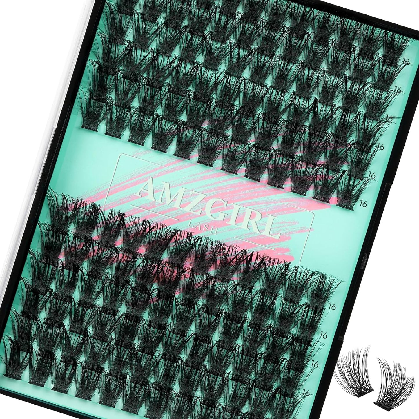 Wispy Lash Clusters Eyelash Extensions 144pcs Individual Lashes Cluster 16mm D Curl Fake Eyelash with Thin Band DIY Cluster Lashes At Home For Beginners (D-16mm)