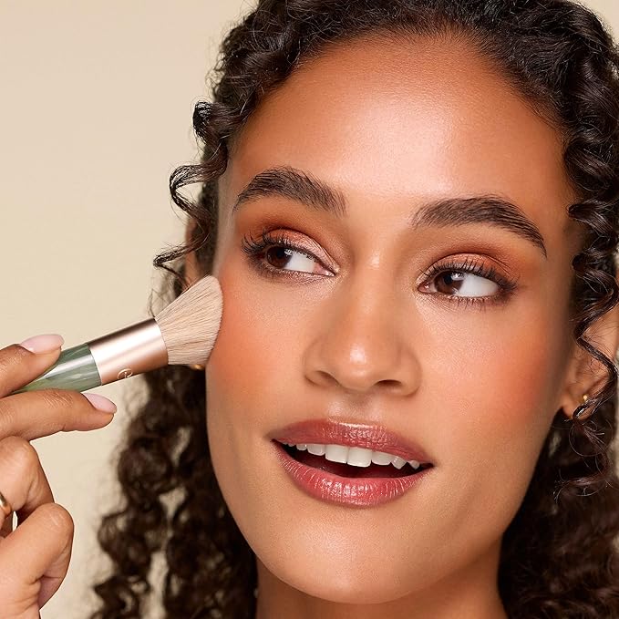 EcoTools Sea Gems Cream Blush Brush, Liquid & Cream Blush Makeup Brush for Smooth Buildable Cheek Color, Dense Rounded Bristles, Sustainable Design, Vegan & Cruelty-Free, 1 Count