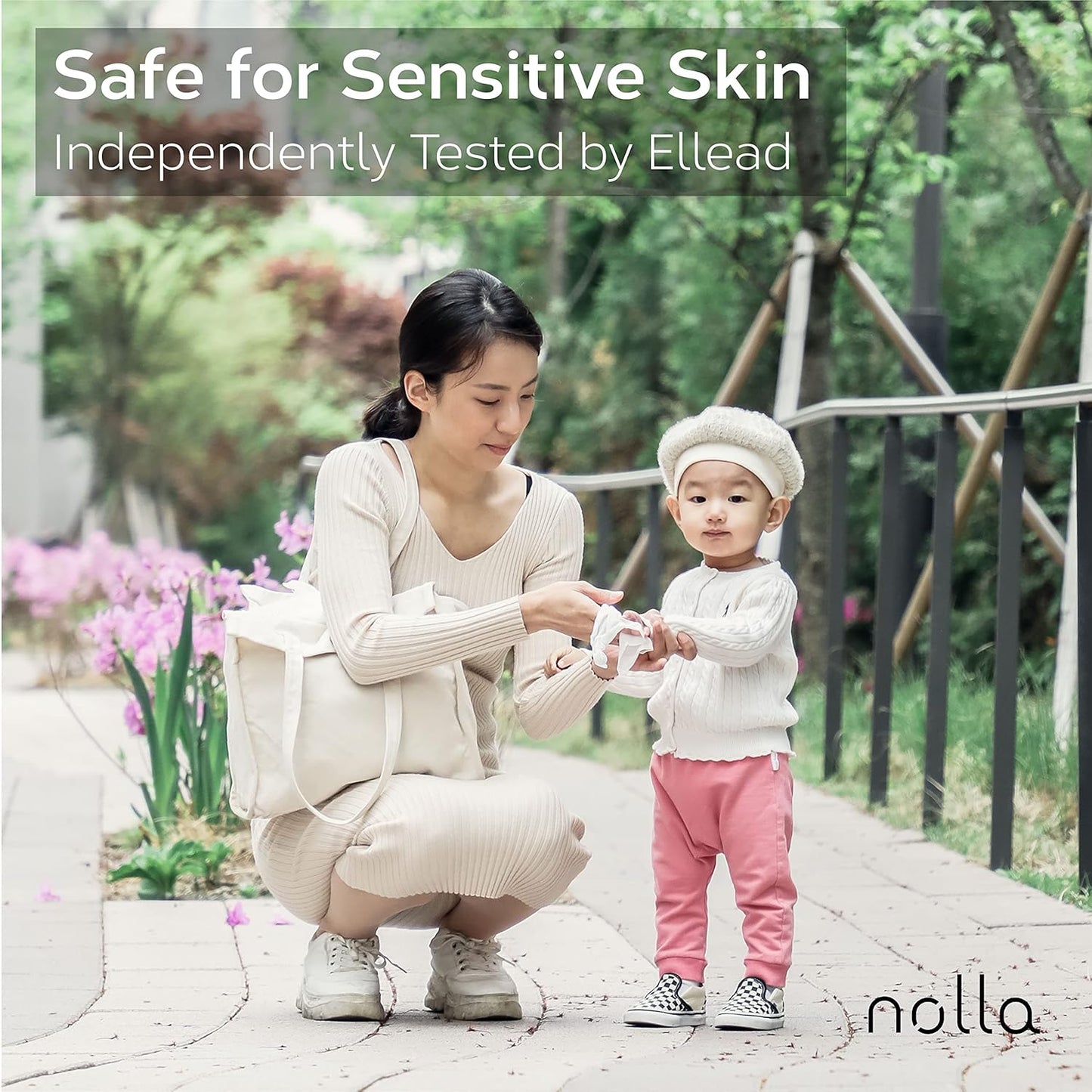 Nolla Flushable Wipes Travel Packs, 100% Plant-Based, Plastic-Free and Biodegradable - Unscented + Soothing Aloe and Vitamin E 240 Count (20 Packs of 12)