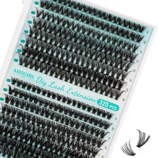Lash Clusters Wispy 320PCS Eyelash Extension 40D 50D Cluster Lashes Individual Lashes DIY Lash Extension Natural Look Cluster Eyelash Extensions Soft False Eyelashes at Home for Beginners(D-Mix9-16mm)