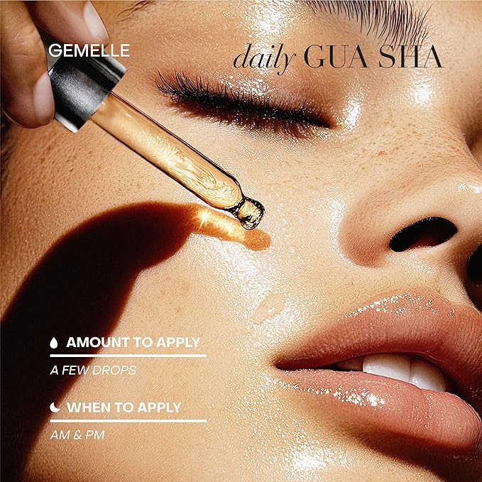 GEMELLE Lymphatic Gua Sha Face Oil | 6x Award Winner | Detox, Plump, Balance, Hydrate | High-Altitude Rosehip, Centella Asiatica & More! | Paraben-Free, Luxury Natural Skin Care 30ml