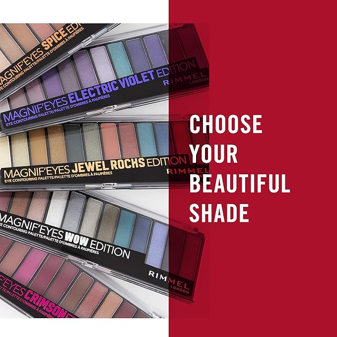 Rimmel London Magnif'Eyes Eyeshadow Palette, 12 Shades, Blendable Formula, Versatile, 008, Electric Violet, 0.5oz