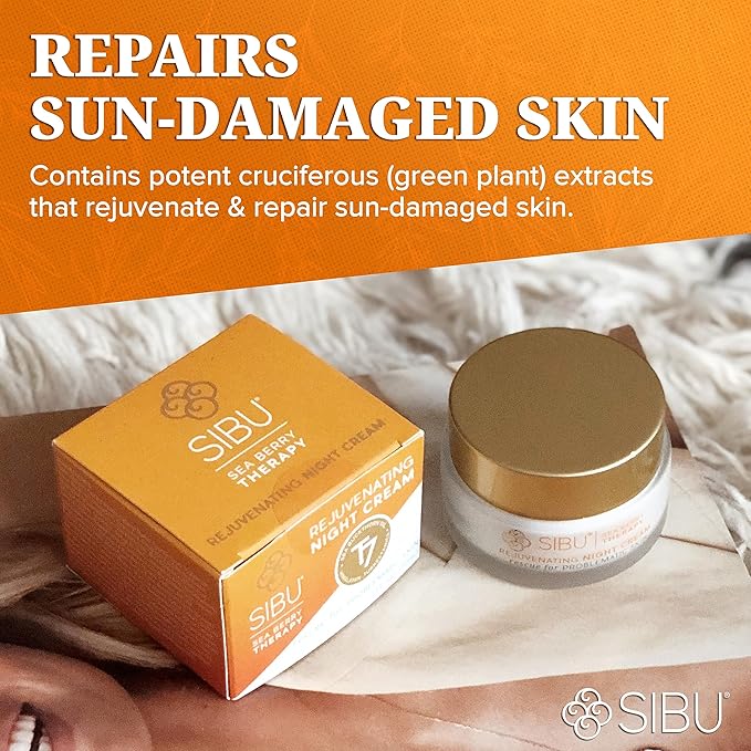 sibu Rejuvenating Night Cream (1 oz), Made With Premium Himalayan Sea Buckthorn & Hyaluronic Acid – Hydrates, Smooths Wrinkles, and Repairs Aging, Sun-Damaged Skin