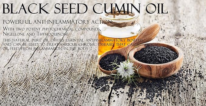 Black Cumin Seed Oil - 16 oz - Pure Egyptian Seeds Kalonji Unrefined, Cold Pressed Non GMO Bulk Carrier Oil for Hair Skin Face Body Lips Joints - Packaging May Vary