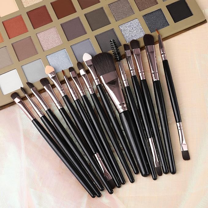 UCANBE Nude Eyeshadow Palette + 15 PCS Makeup Brushes Set, 40 Color Matte Shimmer Glitter Eye Shadow, Neutral Black Dark Grey Smoky Make Up Pallet Gift Kit Highly Pigmented Long Lasting Waterproof