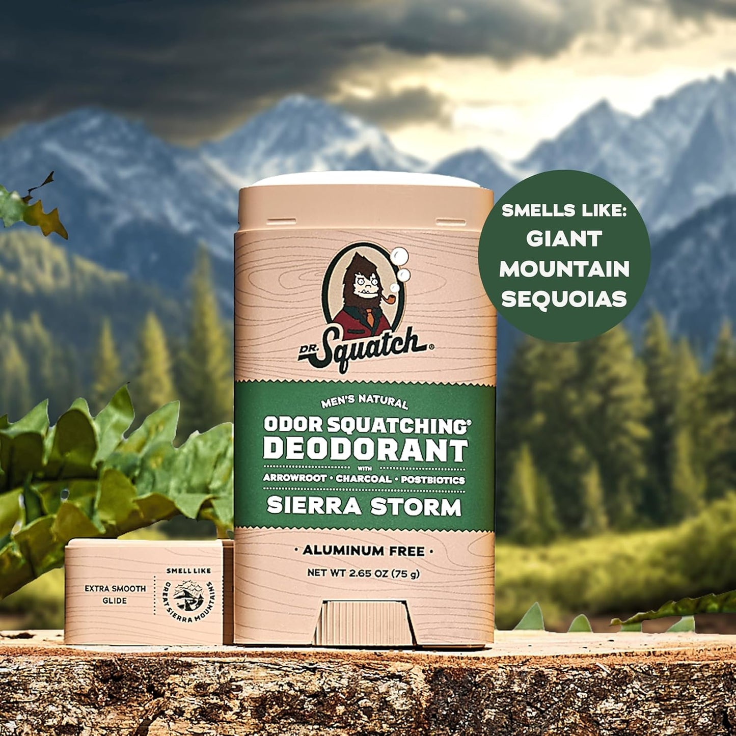 Dr. Squatch Natural Deodorant for Men - Sierra Storm – Smells Like Giant Mountain Sequoias - Odor-Squatching Men's Deodorant Aluminum Free (2.65 oz, 3 Pack)