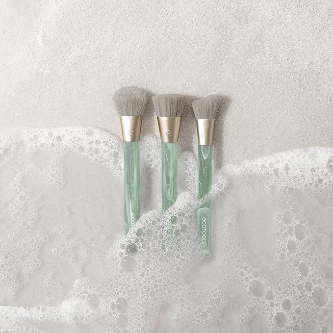 EcoTools Sea Gems Cream Blush Brush, Liquid & Cream Blush Makeup Brush for Smooth Buildable Cheek Color, Dense Rounded Bristles, Sustainable Design, Vegan & Cruelty-Free, 1 Count