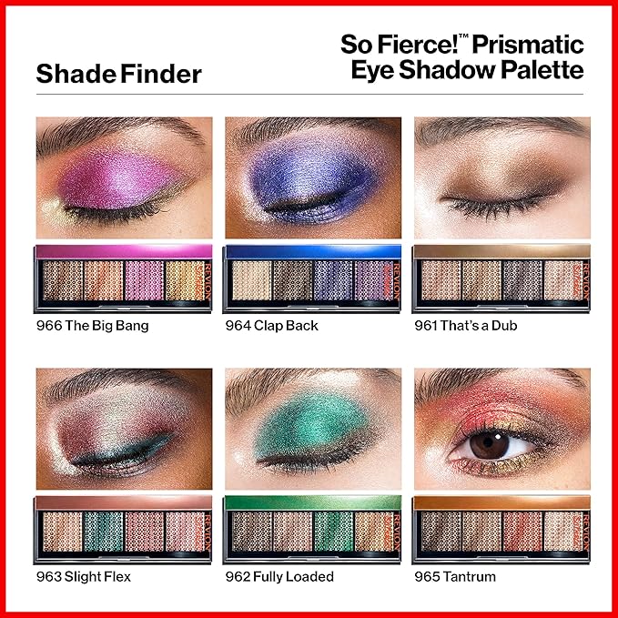 Revlon So Fierce Prismatic Eyeshadow Palette, Eye Makeup, Ultra Creamy Pigmented in Blendable Matte & Pearl Finishes, 962 Fully Loaded, 0.21 oz
